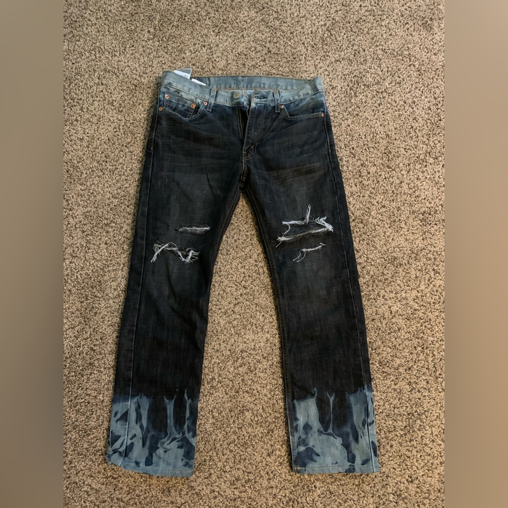 Bleached and distressed Levi jeans